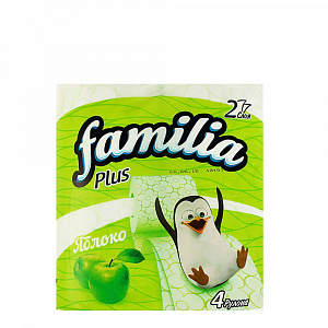 Туалетная бумага FAMILIA PLUS двухслойно, 4 рулона РОМАШКА, ЯБЛОКО, БЕЛАЯ (5080758) 