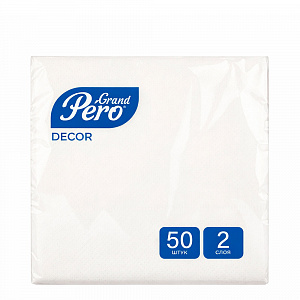 Салфетки бум 50 л 24х24 2сл  БЕЛЫЕ GrandPero Decor арт. 1954 