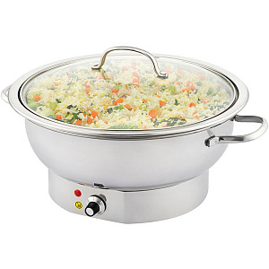 Мармит электрический с крышкой 50/60Гц;сталь,стекло;3,8л;D=30,H=23,5см;500вт;металлич.,прозр. 