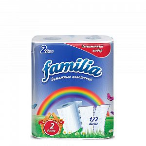 Полотенце бумажное FAMILIA РАДУГА/Classic двухслойное (2 шт./упак) 5050455, 5070609 