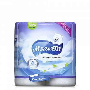 Полотенца "Мягкоff" 220мм,  12м, 2 рулона, 2слоя арт. ФР-00004338 