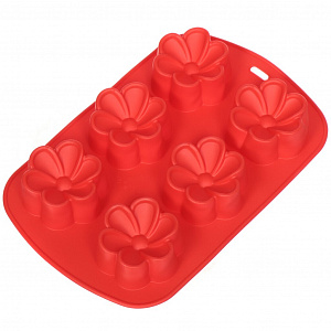 Форма для выпечки силикон 6 кексов ЦВЕТОЧКИ №2 25*16,5*3 см арт. KT-S-325, 060641 