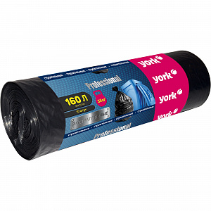 Мешки для мусора "YORK" 160 л 10 шт, 45мкм строительные прочные, арт. 090090 