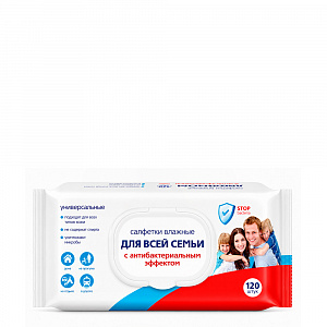 Салфетки влажные для всей семьи Светофор 120 шт. универсальные с антибакт.эффектом, арт. 72082 