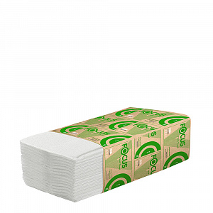 Полотенце бумажное ФОКУС ECO 1сл 23*23см 250л V-сложения арт. 5049976 (ПРОДАЕТСЯ КРАТНО УПАКОВКЕ) 