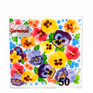 Салфетки бумажные "GARMONIA" 50л  многоцветие, в ассортименте 